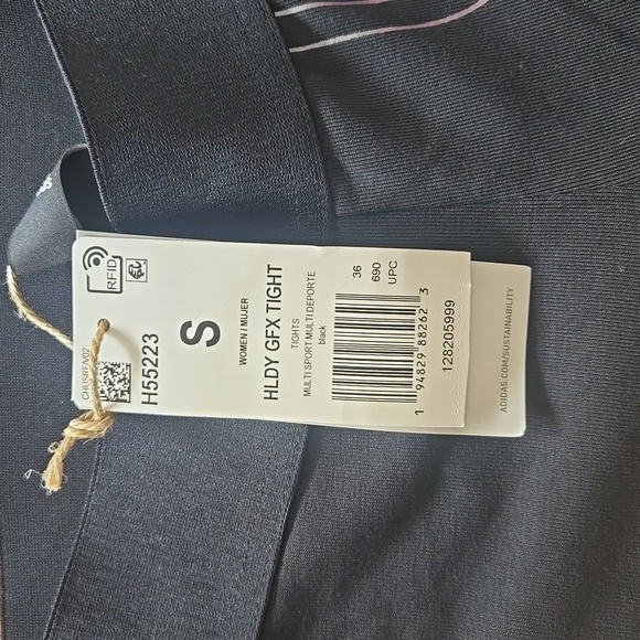 NWT Adidas Holiday Shine Black Graphic Leggings Size Small - Picture 4 of 16